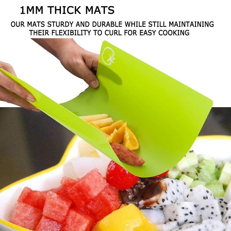 Carrollar Flexible Plastic Cutting Board Mats, Colored Mats With Food Icons, Gripped Back, Cutting board Set of 4 (1) - Image 5